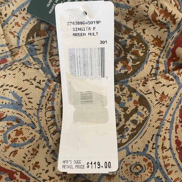 Lauren Ralph Lauren Paisley Cropped Pants Women's 10P High-Rise Straight-Leg New - Picture 10 of 10